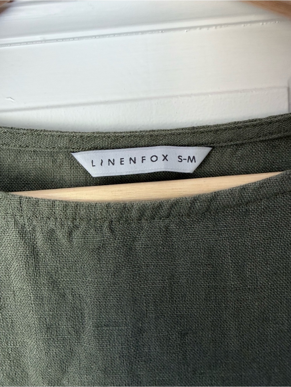 LinenFox Green 100% Linen Boxy Crop Top S/M - Picture 2 of 3